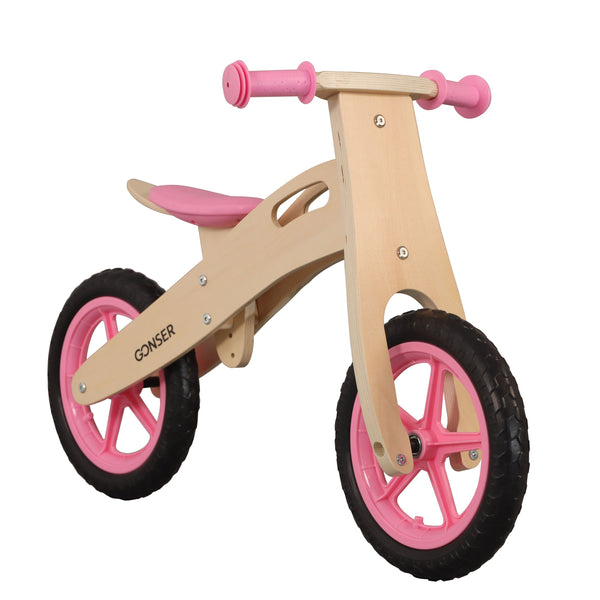 Bicicletta senza pedali in legno 12"" rosa/natura