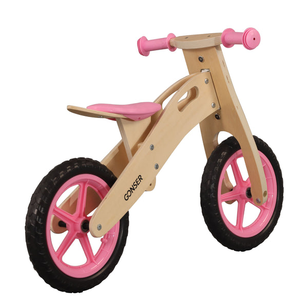 Bicicletta senza pedali in legno 12"" rosa/natura