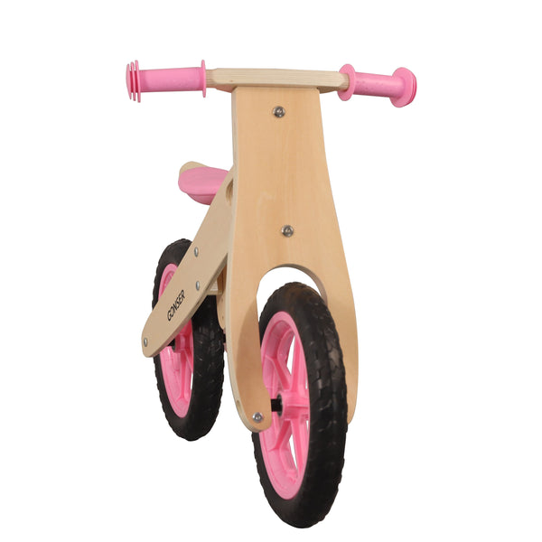 Bicicletta senza pedali in legno 12"" rosa/natura