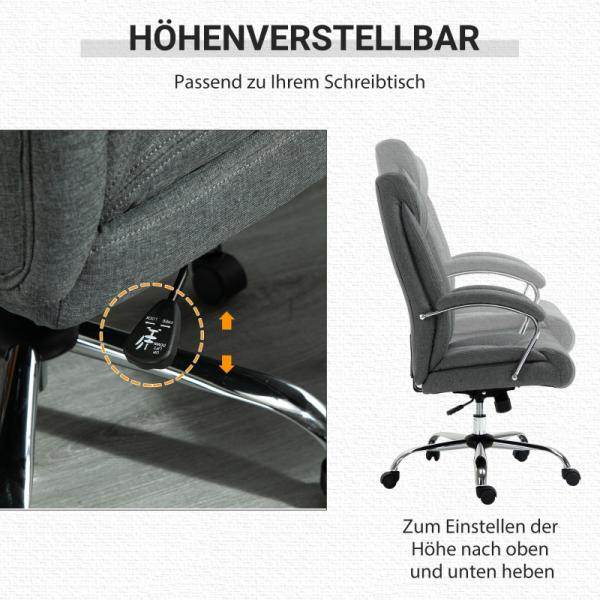 Bürostuhl mit Wippfunktion ergonomischer Stuhl höhenverstellbarer Drehstuhl Nylon Grau