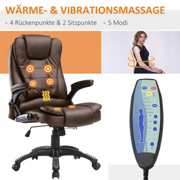 Massage-Chefsessel mit Wärmefunktion Gaming braun