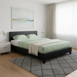Lederbett DOZE 140 x 200 cm schwarz