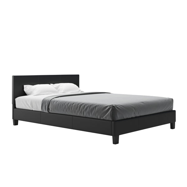 Lederbett DOZE 140 x 200 cm schwarz