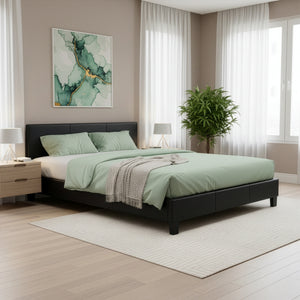 Lederbett DOZE 160 x 200 cm schwarz