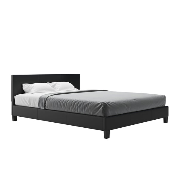 Lederbett DOZE 160 x 200 cm schwarz