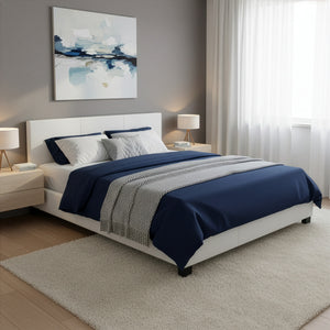 Lederbett DOZE 160 x 200 cm weiss