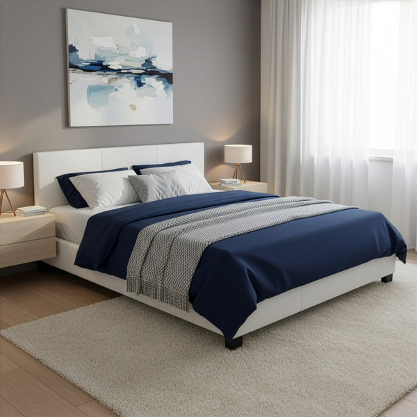 Lederbett DOZE 160 x 200 cm weiss