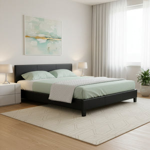 Lederbett DOZE 180 x 200 cm schwarz