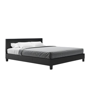 Lederbett DOZE 180 x 200 cm schwarz