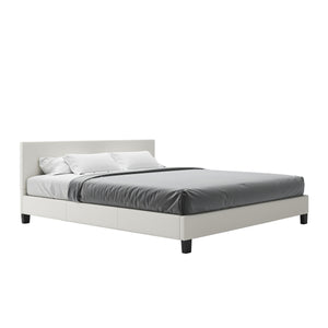 Lederbett DOZE 180 x 200 cm weiss