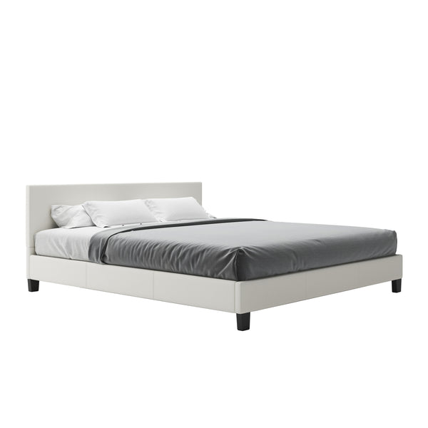 Lederbett DOZE 180 x 200 cm weiss