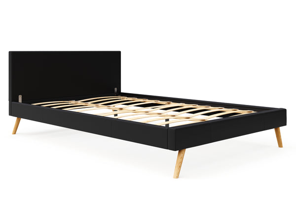 Lederbett ELVAR 140 x 200 cm schwarz