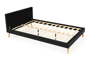 Lederbett ELVAR 140 x 200 cm schwarz