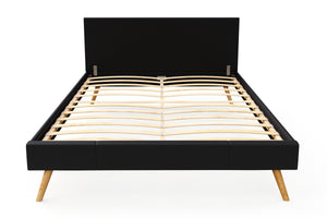 Lederbett ELVAR 140 x 200 cm schwarz