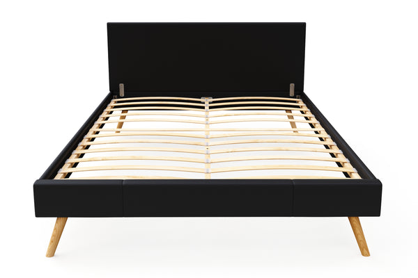 Lederbett ELVAR 140 x 200 cm schwarz