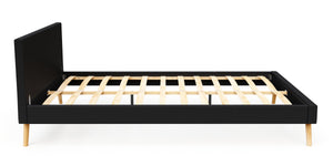 Lederbett ELVAR 140 x 200 cm schwarz