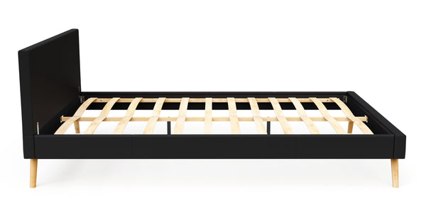 Lederbett ELVAR 140 x 200 cm schwarz