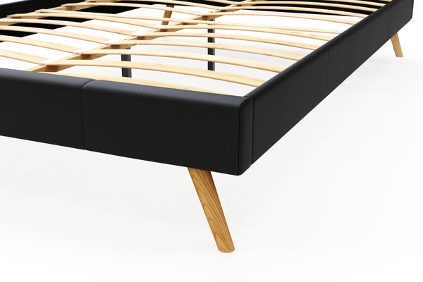 Lederbett ELVAR 140 x 200 cm schwarz