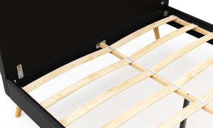 Lederbett ELVAR 140 x 200 cm schwarz
