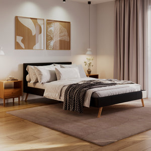 Lederbett ELVAR 140 x 200 cm schwarz