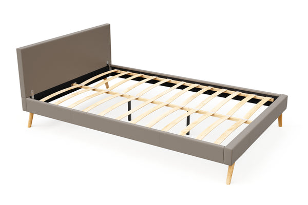 Lederbett ELVAR 140 x 200 cm taupe