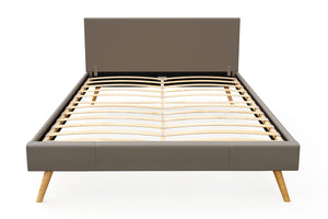 Lederbett ELVAR 140 x 200 cm taupe