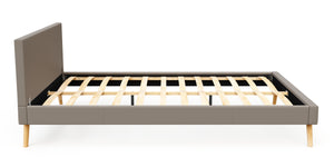 Lederbett ELVAR 140 x 200 cm taupe