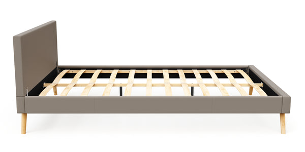 Lederbett ELVAR 140 x 200 cm taupe