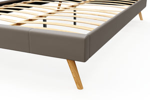 Lederbett ELVAR 140 x 200 cm taupe