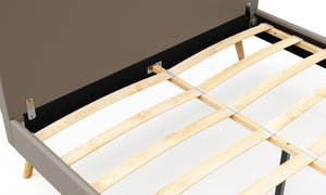 Lederbett ELVAR 140 x 200 cm taupe