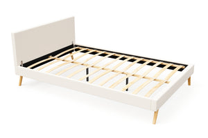 Lederbett ELVAR 140 x 200 cm weiss