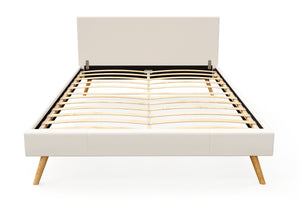 Lederbett ELVAR 140 x 200 cm weiss