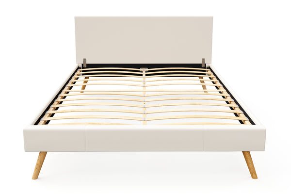 Lederbett ELVAR 140 x 200 cm weiss