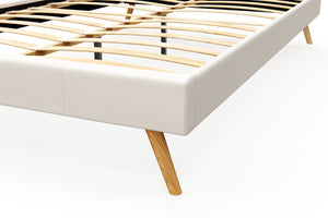 Lederbett ELVAR 140 x 200 cm weiss