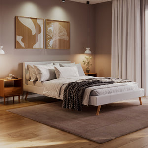 Lederbett ELVAR 140 x 200 cm weiss