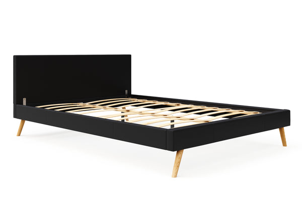 Lederbett ELVAR 160 x 200 cm schwarz