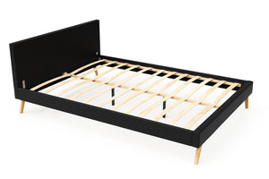 Lederbett ELVAR 160 x 200 cm schwarz