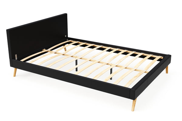 Lederbett ELVAR 160 x 200 cm schwarz