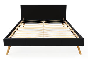 Lederbett ELVAR 160 x 200 cm schwarz