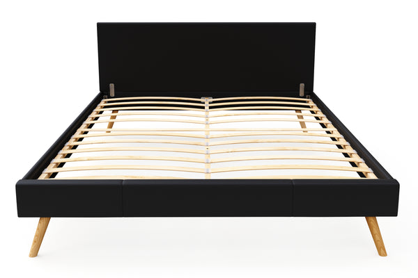 Lederbett ELVAR 160 x 200 cm schwarz