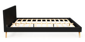 Lederbett ELVAR 160 x 200 cm schwarz