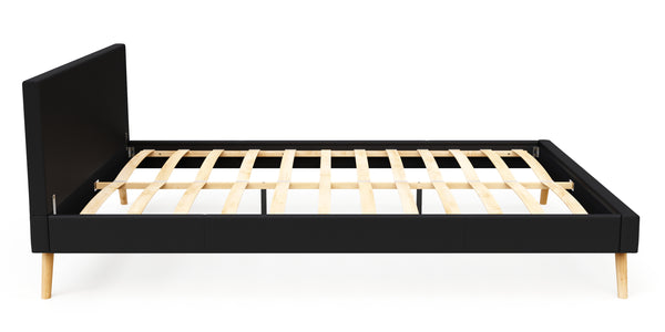 Lederbett ELVAR 160 x 200 cm schwarz