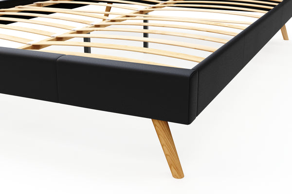 Lederbett ELVAR 160 x 200 cm schwarz