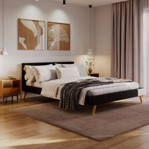 Lederbett ELVAR 160 x 200 cm schwarz