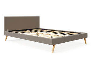 Lederbett ELVAR 160 x 200 cm taupe