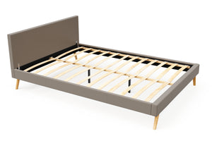 Lederbett ELVAR 160 x 200 cm taupe