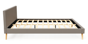 Lederbett ELVAR 160 x 200 cm taupe