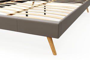 Lederbett ELVAR 160 x 200 cm taupe