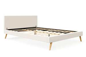 Lederbett ELVAR 160 x 200 cm weiss