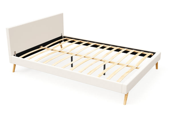 Lederbett ELVAR 160 x 200 cm weiss